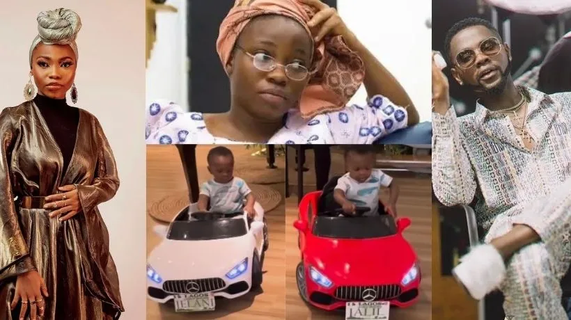 Kizz Daniels sons get cars from comedian Taaooma on their first birthday.