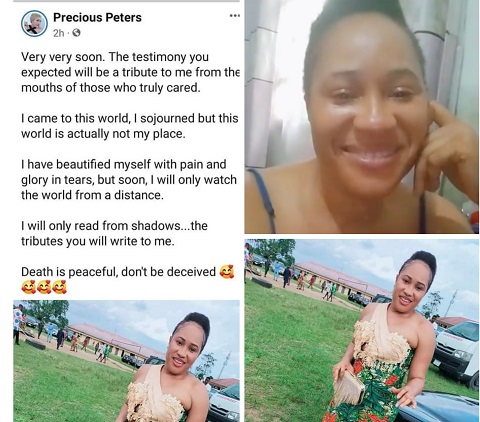Nigerian woman posts a suicide note on Facebook with the words, 
