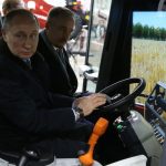 Photos of a tractor and two pyramids of melon Vladimir Putin receives on his 70th birthday