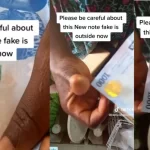 Lady speaks out after a fake N1000 Naira note she received from a POS operator got her in troubles, shows how to identify fake money (Video)