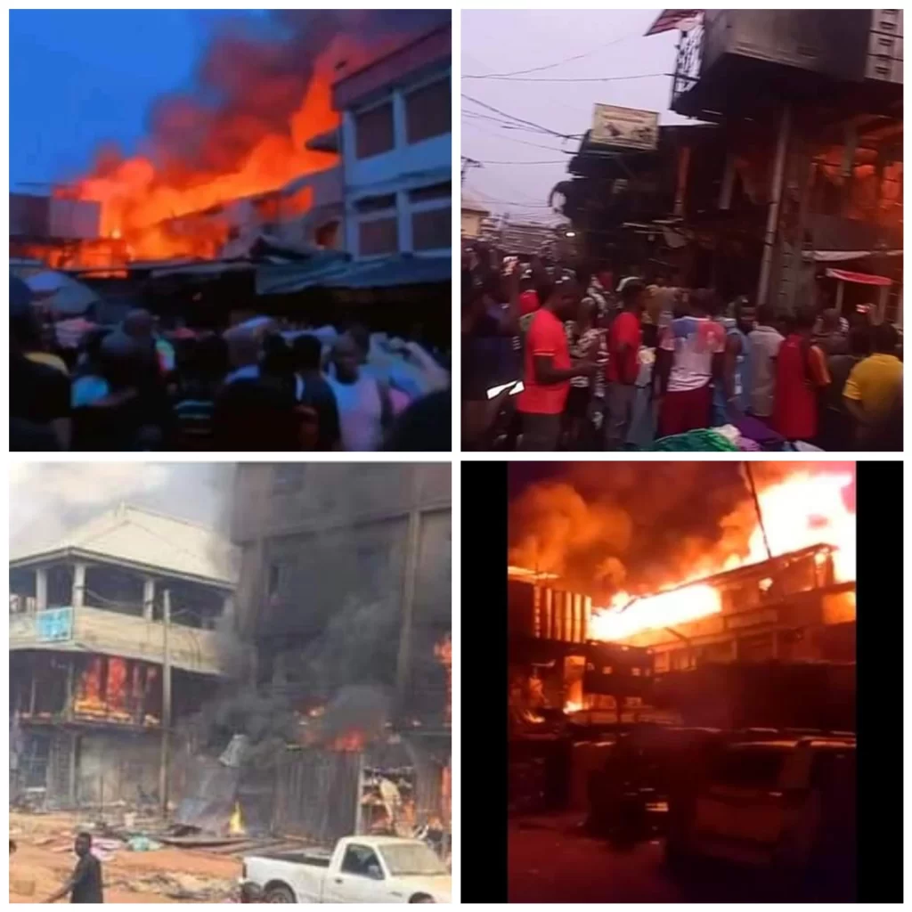 Tragedy in Onitsha Main Market as fire destroyed shops and offices