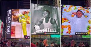 MohBad displayed on Times Square's billboard in New York